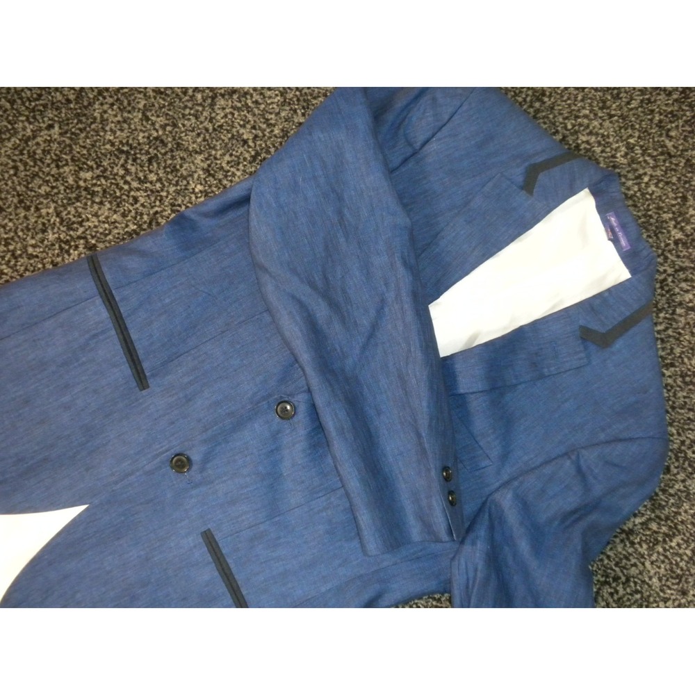 Savile‎ Row Sport Coat 36R Blue Linen 2 Button Dual Vent Lined Blazer Jacket